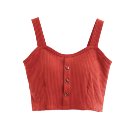 Buttoned Front Strappy Crop Tank Top